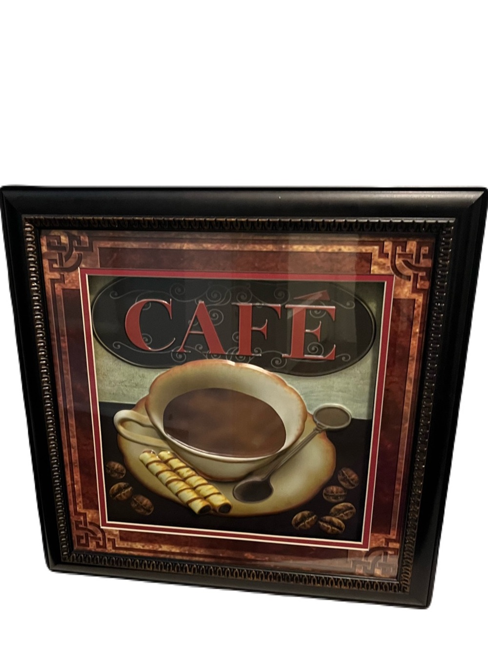 Cafe Coffee 3D Wall Art Print - Brown Framed Kitchen Decor